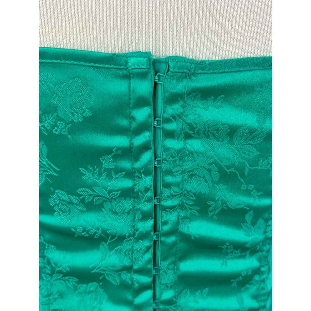 VTG Frederick's Green Brocade Corset Garter Burlesque Coquette Whimsigoth Y2K - Picture 11 of 15